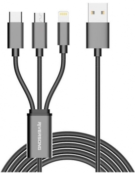 3 in 1 USB Kabel - Micro USB/Lightning/USB-C